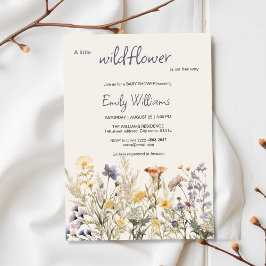 A小さな野花女の子の赤ちゃんシャワーボホフローラ 招待状