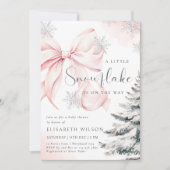 A小さな雪の結晶が途中の女の子の赤ちゃんシャワー 招待状 (正面)