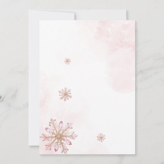 A小さな雪の結晶が途中の女の子の赤ちゃんシャワー 招待状 (裏面)