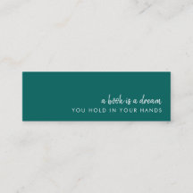 A本は夢だ | ティール（緑がかった色）グリーンミニブックマークカード
