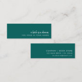 A本は夢だ | ティール（緑がかった色）グリーンミニブックマークカード スキニー名刺 (正面/裏面)