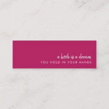 A本は夢だ | ピンクモダンミニブックマークカード