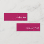 A本は夢だ | ピンクモダンミニブックマークカード スキニー名刺 (正面/裏面)