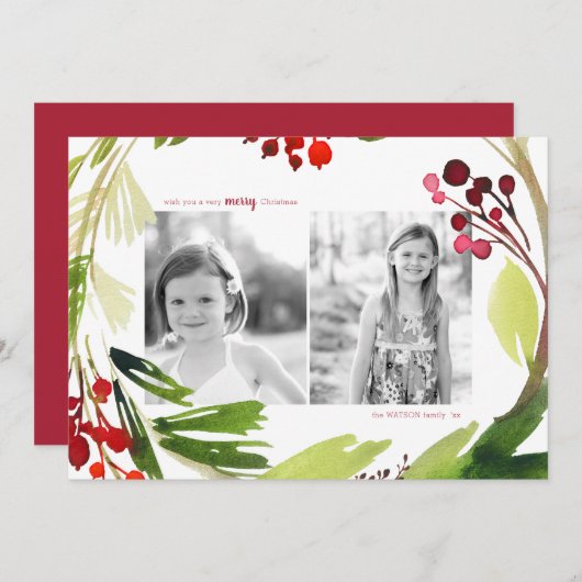 A植物性クリスマス2フォトホリデーカード シーズンカード (正面/裏面)