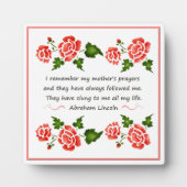 A母祈りの言葉引用文byアブラハム・リンカーン・プラーク フォトプラーク (正面)
