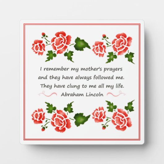 A母祈りの言葉引用文byアブラハム・リンカーン・プラーク フォトプラーク (正面)