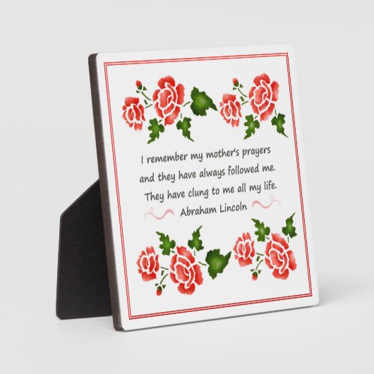 A母祈りの言葉引用文byアブラハム・リンカーン・プラーク フォトプラーク (正面)