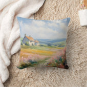 A牧歌的な最高傑作:カントリーサイドファームハウスビュー クッション (ブランケット)