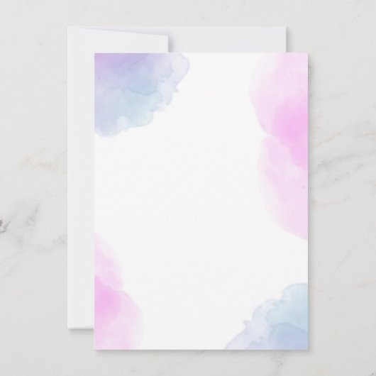 A男エレガントの子の水色レインボーベイビーシャワー 招待状 (裏面)