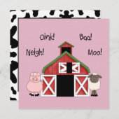 A納屋周囲の庭誕生日-ファームをテーマにしたガール招待状 招待状 (正面/裏面)