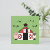 A納屋周囲の庭誕生日-ファームをテーマにした招待状 招待状 (スタンド正面)