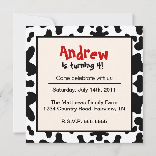 A納屋周囲の庭誕生日-ファームをテーマにした招待状 招待状 (裏面)