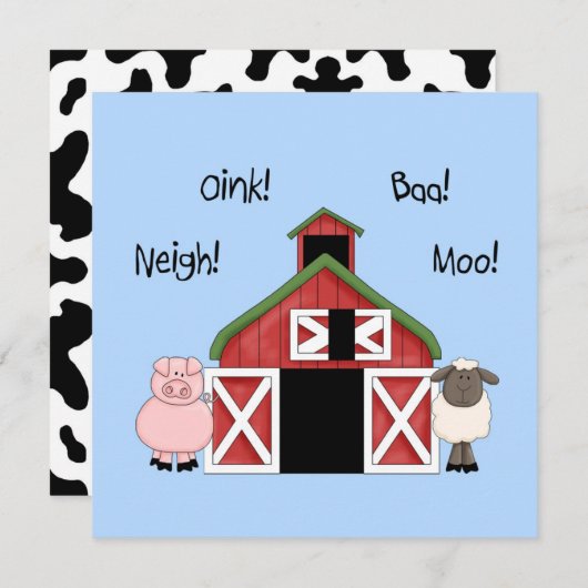 A納屋周囲の庭誕生日-ファームをテーマにした招待状 招待状 (正面/裏面)