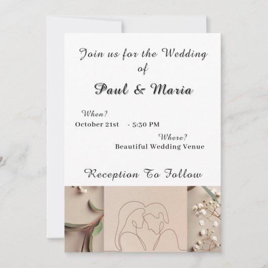 A結婚のエレガントモダン招待状 招待状 (正面)