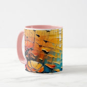 A絵画の花と夕日 マグカップ (正面左)