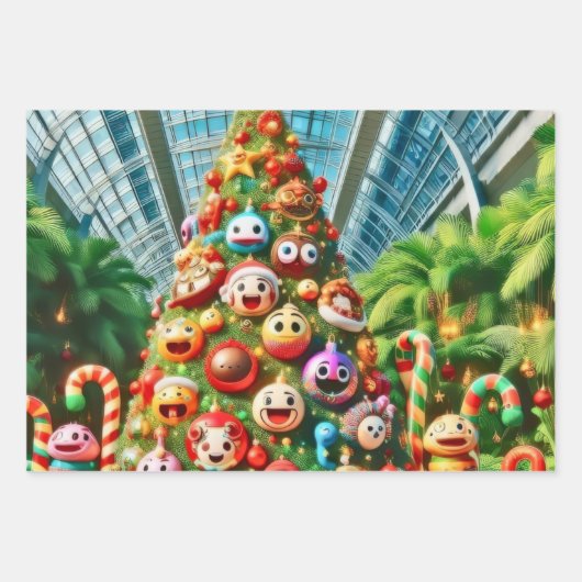 A鮮やかとお洒落クリスマスツリー ラッピングペーパーシート (正面)