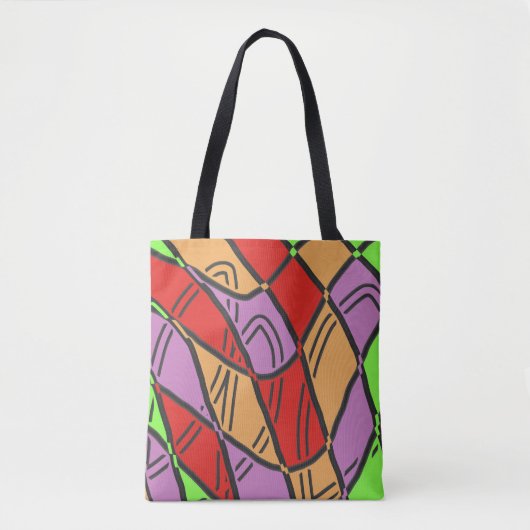 A鮮やかトレンディー多色クラシックデザイン トートバッグ (正面)