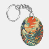 A鮮やか、様式化した浮世絵プリント キーホルダー (正面左)