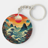 A鮮やか、様式化した浮世絵プリント キーホルダー (裏面)