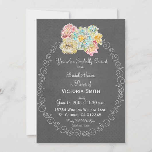 A1チャル最高のクボード対応ブライダルシャワー- 招待状 (正面)