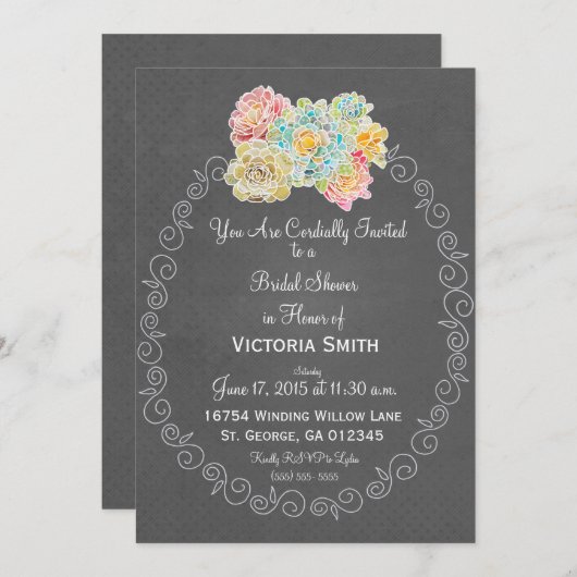 A1チャル最高のクボード対応ブライダルシャワー- 招待状 (正面/裏面)