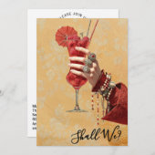 *～* A101 16 繊細な装飾が施されたカクテル　写真　独身最後の夜 招待状 (正面/裏面)