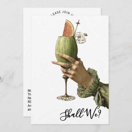 *~* A101 4 豪華なコックテイルの写真 花嫁のお別れパーティー 招待状 (正面/裏面)