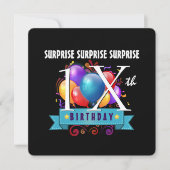 A12WZ10代のの任意またはトゥイーンのサプライズ誕生日バルーン 招待状 (正面)