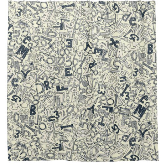 A1B2C3インジゴアイボリー シャワーカーテン (正面)