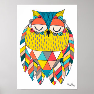A3モダン Wise Owl Kids Artイラストレーション ポスター