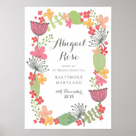 A3 新生児 女の子 誕生おめでとう 記念 ポスター