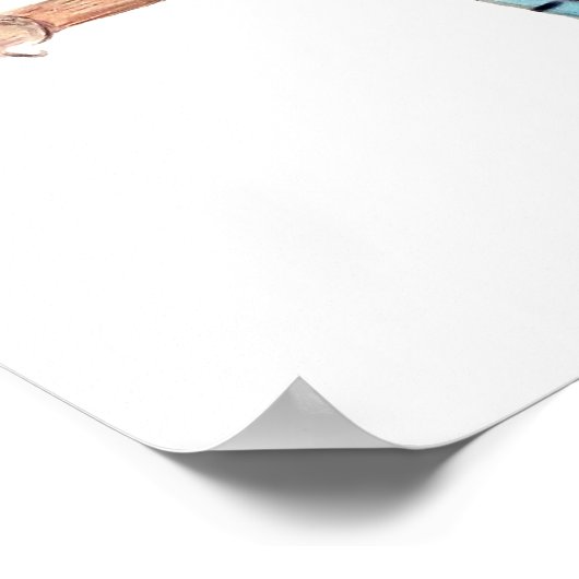 A3 Beautiful Blue Jay Pencil Drawing Print ポスター (角)