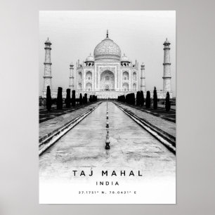 A3 Taj Mahal India座標 ポスター