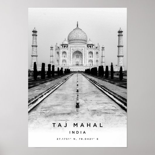 A3 Taj Mahal India座標 ポスター (正面)
