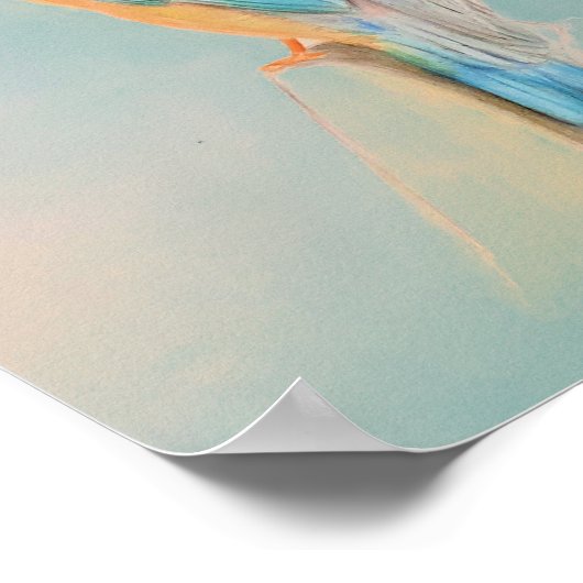 A4ビューティフルキングフィッシャーペンシルスケッチプリント ポスター (角)