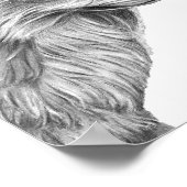 A4レッドキツネ鉛筆スケッチプリントモノクロ ポスター (角)