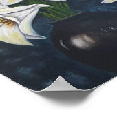 A4美しい白い花アクリル絵画プリント ポスター (角)