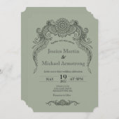 A4-ヴィンテージスクロールデザイン結婚式招待状カード 招待状 (正面/裏面)