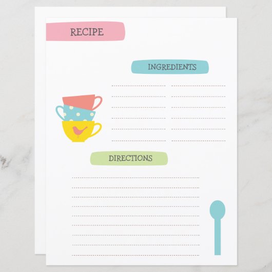 A4 Recipe Template (正面/裏面)