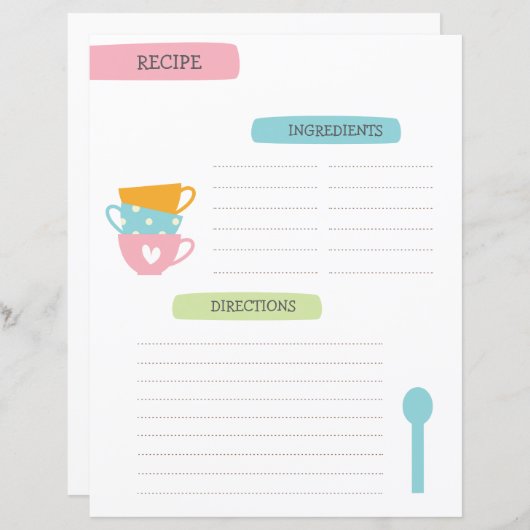 A4 Recipe Template (正面/裏面)