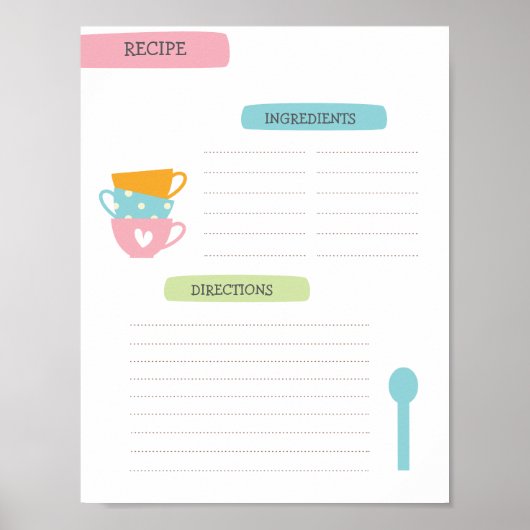 A4 Recipe Template (Instant Download) ポスター (正面)