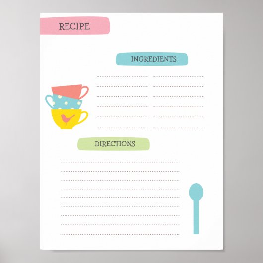 A4 Recipe Template (Instant Download) ポスター (正面)