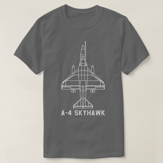 A4 Skyhawk戦闘機航空機の設計図Pla Tシャツ (デザイン正面)