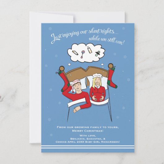 A6クリスマスカード妊娠告知-ブロンド 招待状 (正面)