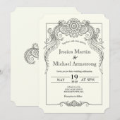 A6-ヴィンテージの巻物デザインの結婚式招待状カード 招待状 (正面/裏面)