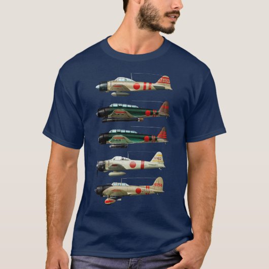 A6Mゼロ日本第2次世界大戦戦闘機 Tシャツ (正面)