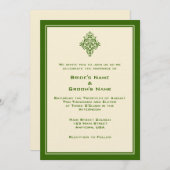 A7クリーム&フォレストグリーンシンプル結婚式招待状 招待状 (正面/裏面)