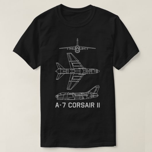 A7コルセアIIアメリカ飛行機青写真 Tシャツ (デザイン正面)