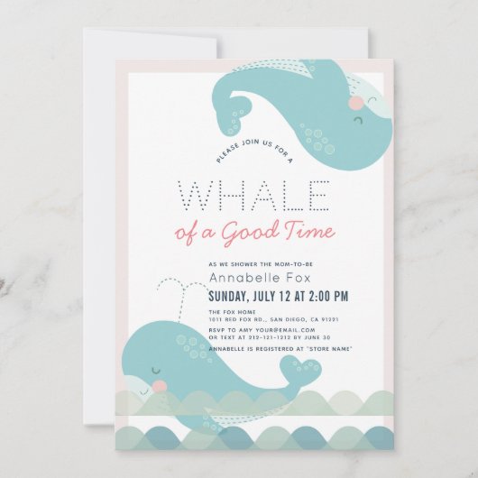 A.ときに訪れるピンクの女の子の赤ちゃんシャワー 招待状 (正面)