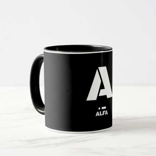 A (アルファ) NATOフォネティックコード・モールス信号 マグカップ (正面左)